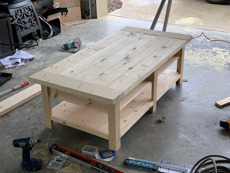 Coffee table before finishing