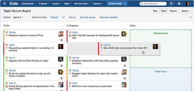 A Scrum Team Agile Board in JIRA Agile — (Image via Atlassian)